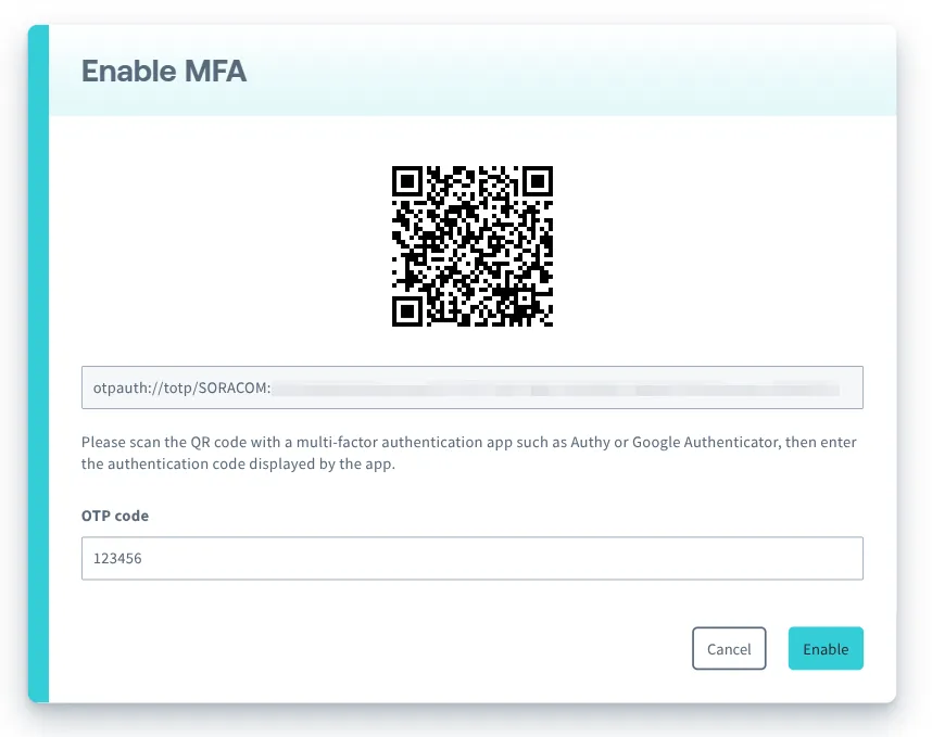 Scan QR Code and confirm MFA